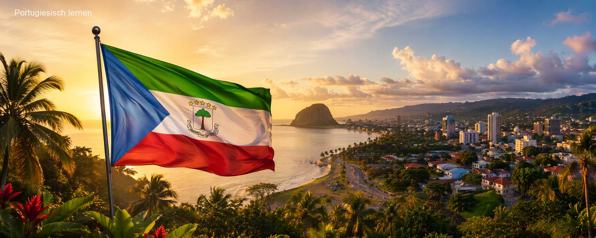 Äquatorialguinea – tropische Küstenlandschaft und Malabo-Stadtansicht